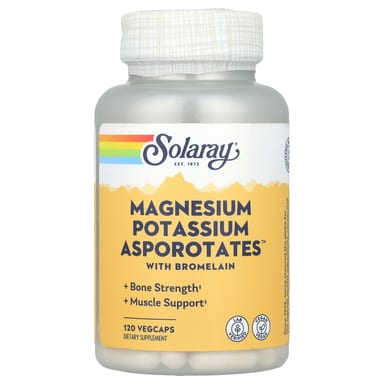 Бромелайн Solaray Magnesium Potassium Asporotates™, 120 растительных капсул