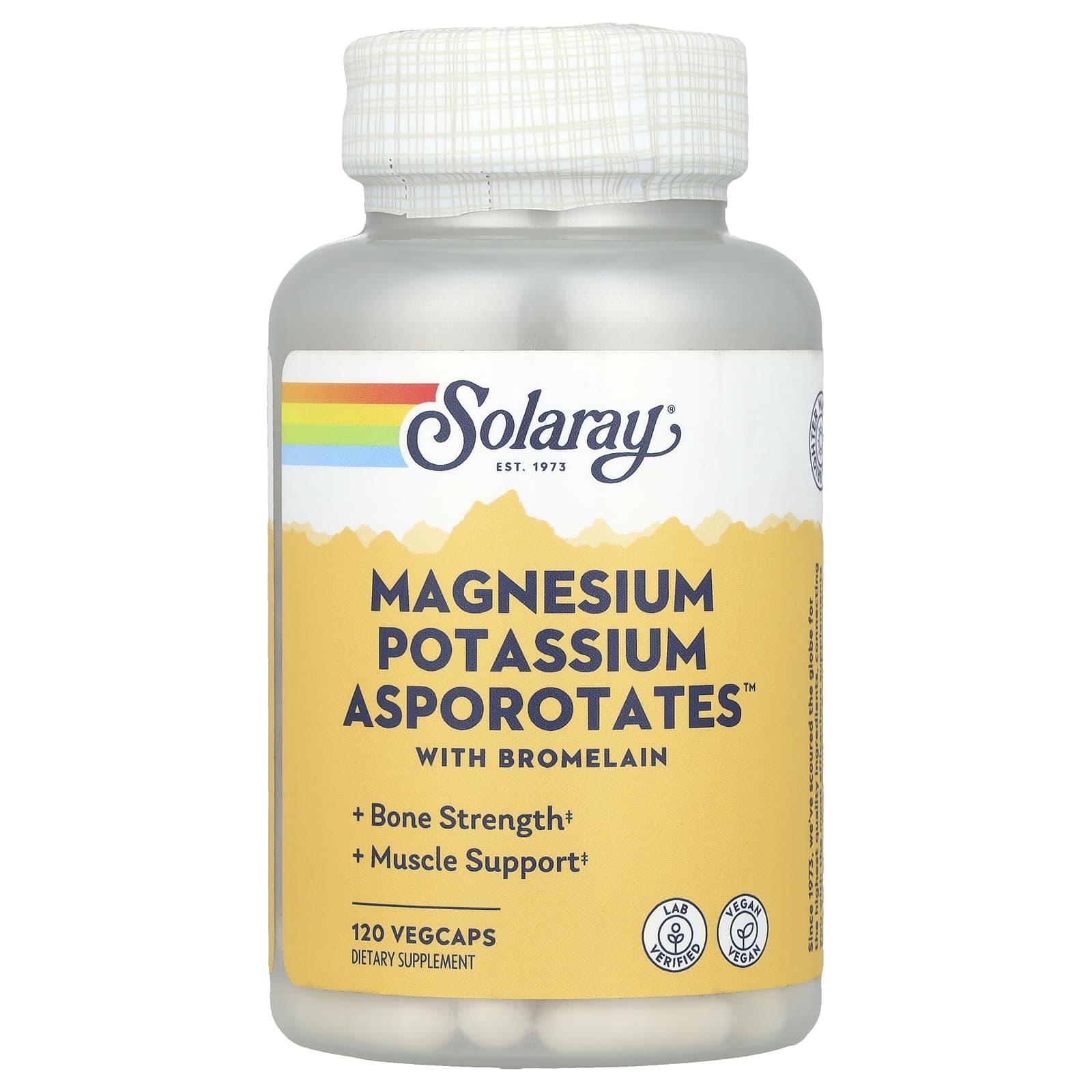 Бромелайн Solaray Magnesium Potassium Asporotates™, 120 растительных капсул