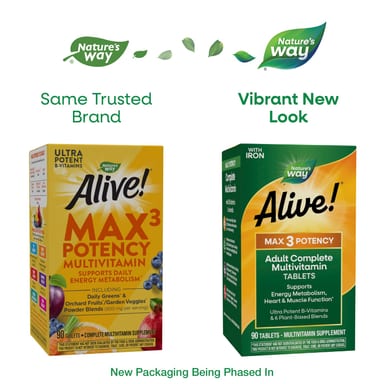 Мультивитамины Nature's Way Alive!® Max3 Potency Adult Complete With Iron, 90 таблеток