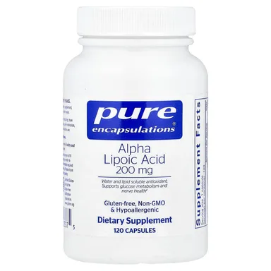 Фото товара: Альфа-липоевая кислота Pure Encapsulations, 200 мг, 120 капсул