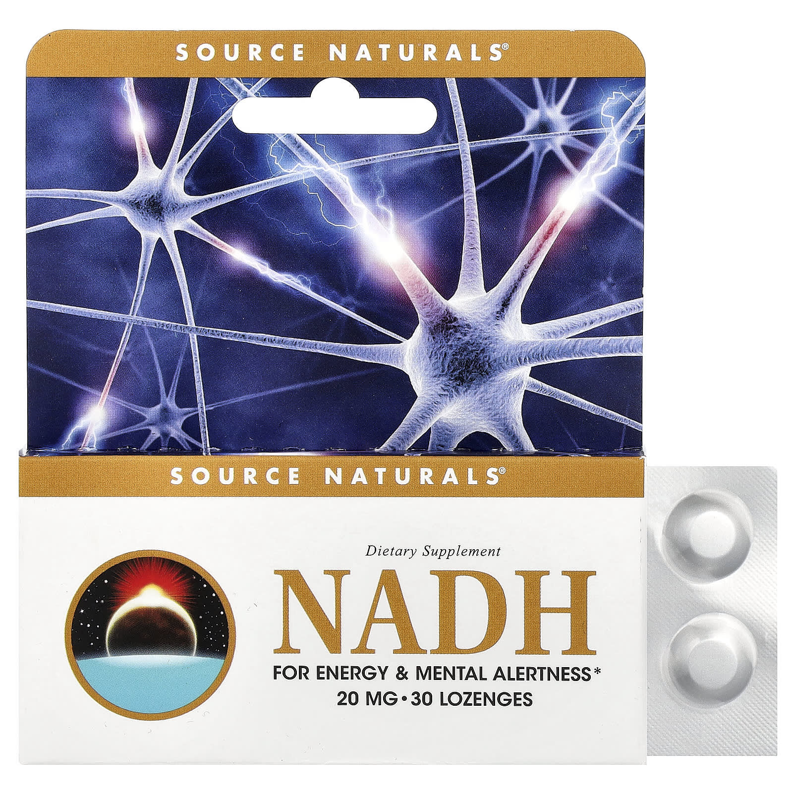 NADH Source Naturals, 20 мг, 30 пастилок