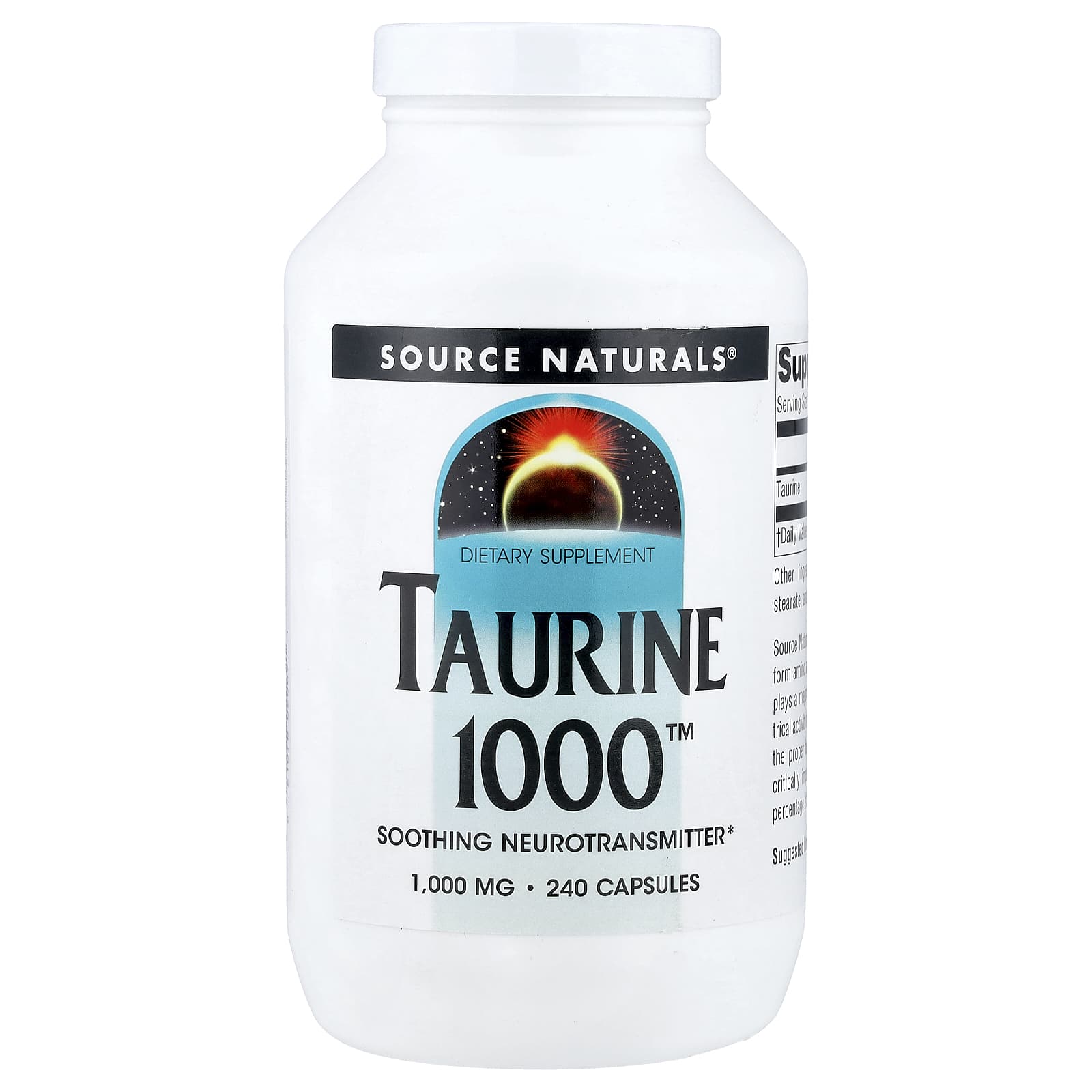Таурин Source Naturals 1000™, 1000 мг, 240 капсул