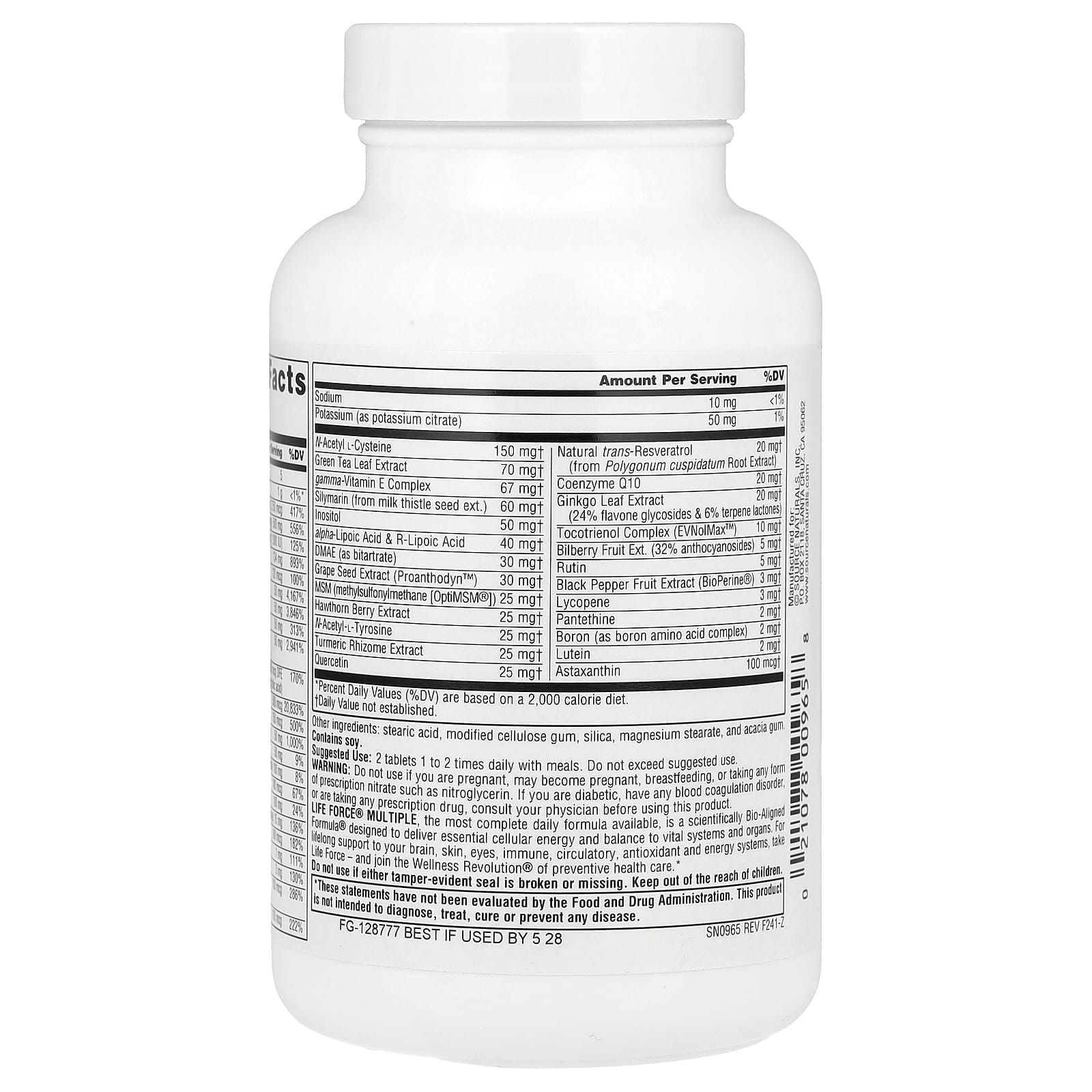 Железо Source Naturals Life Force® Multiple No, 60 таблеток — фото 2