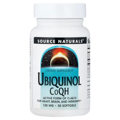 Фото товара: Убихинол Source Naturals, CoQH, 100 мг, 30 мягких капсул