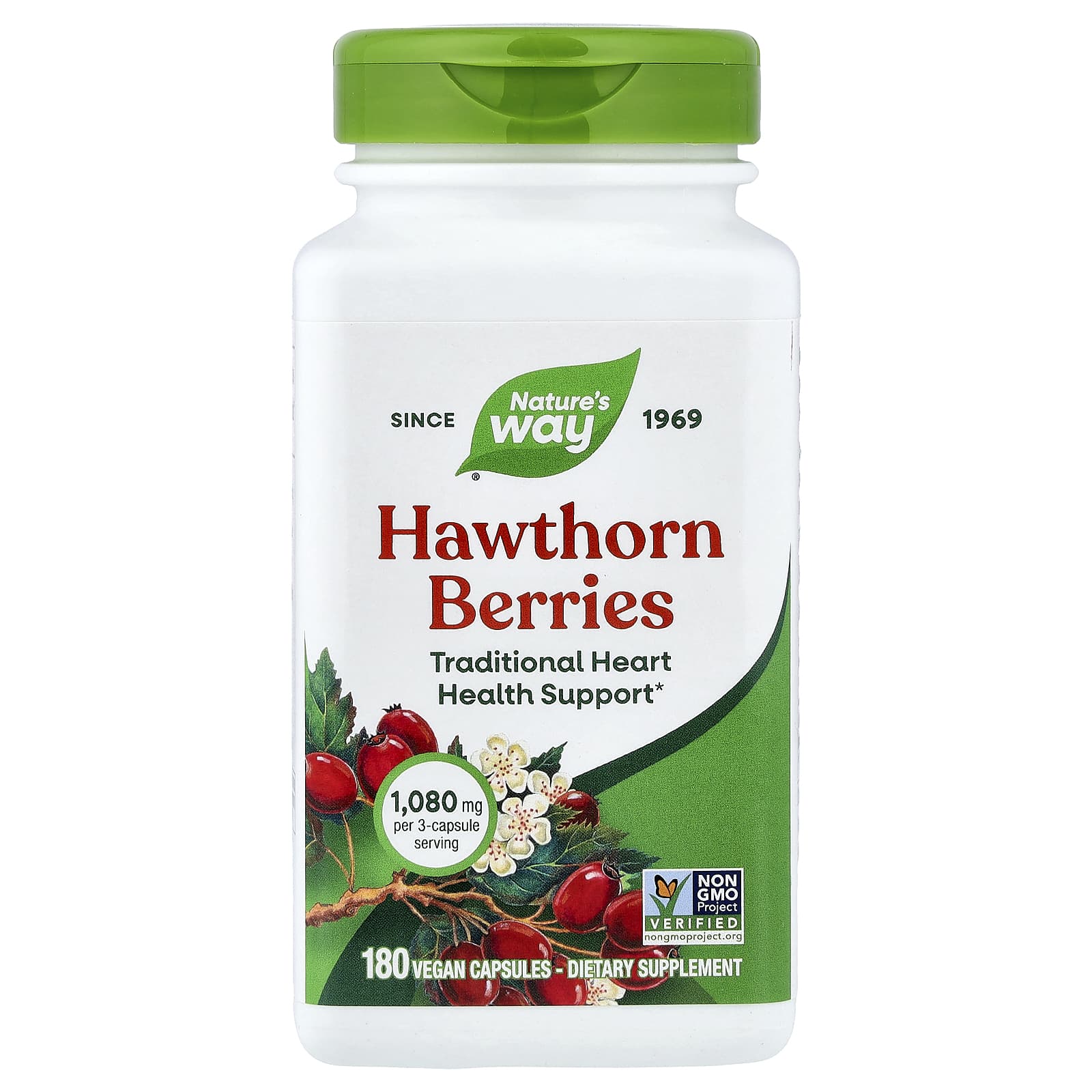 Ягоды боярышника Nature's Way Berries, 360 мг, 180 растительных капсул