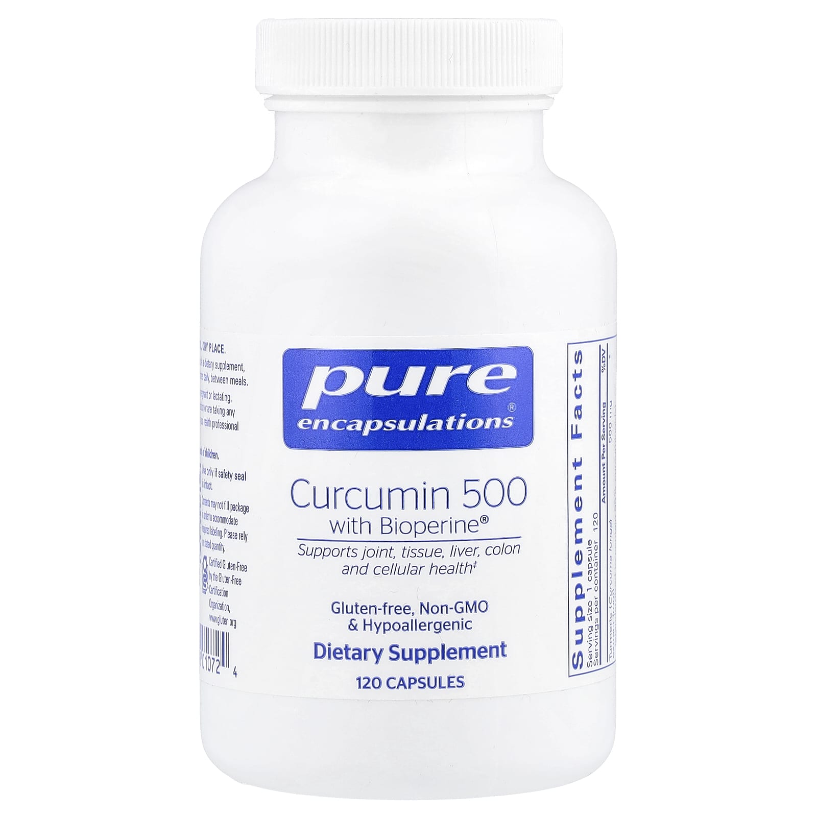 Куркумин Pure Encapsulations 500 with Bioperine®, 120 капсул
