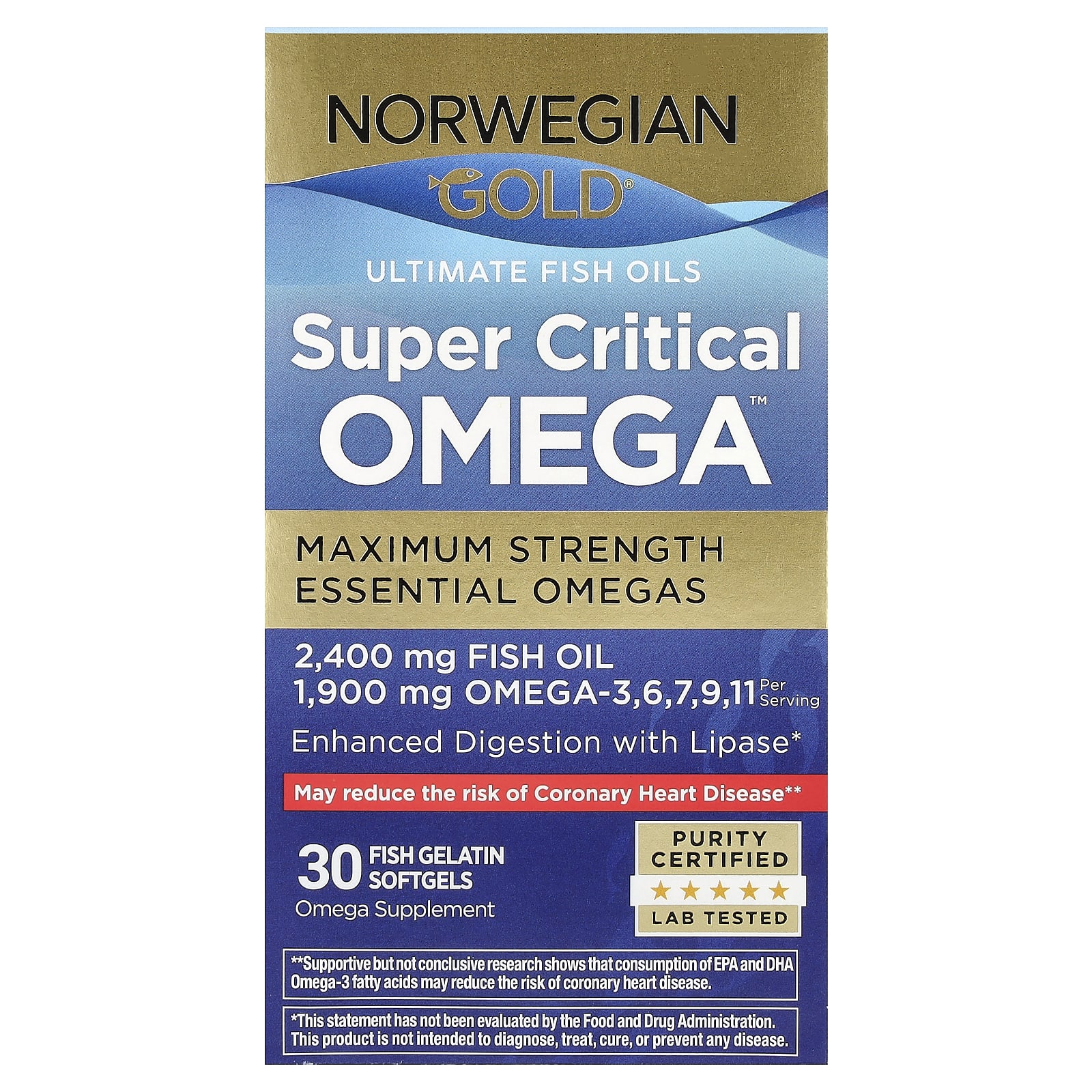 Омега-3 Norwegian Gold Renew Life® Super Critical Omega™ Maximum Strength 30, мягкие капсулы — фото 2