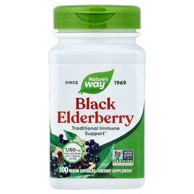 Бузина Nature's Way, вкус Black Elderberry, 575 мг, 100 растительных капсул