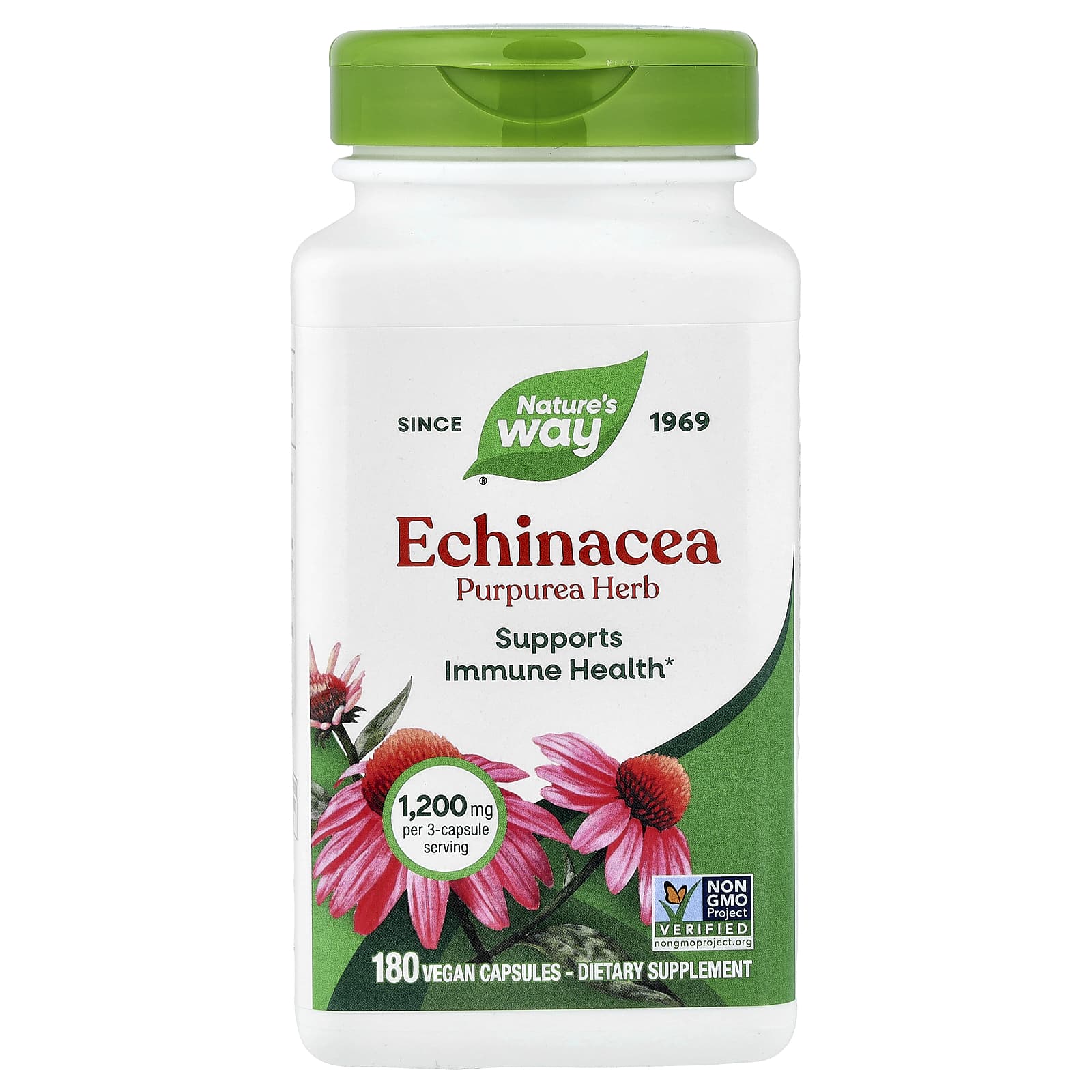 Эхинацея Nature's Way Purpurea Herb, 400 мг, 180 растительных капсул — фото 2