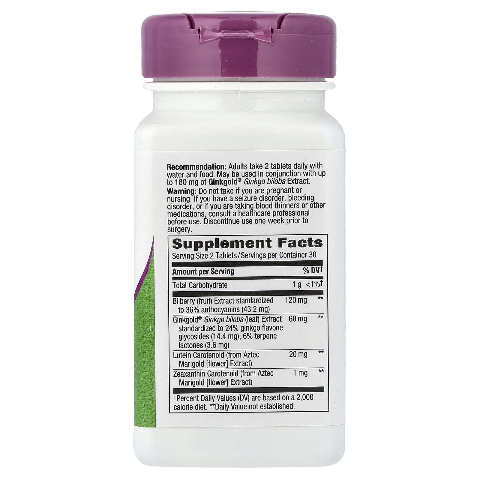 Комплекс для зрения Nature's Way Ginkgold® Eyes 60 Vegan Tablets, таблетки — фото 3
