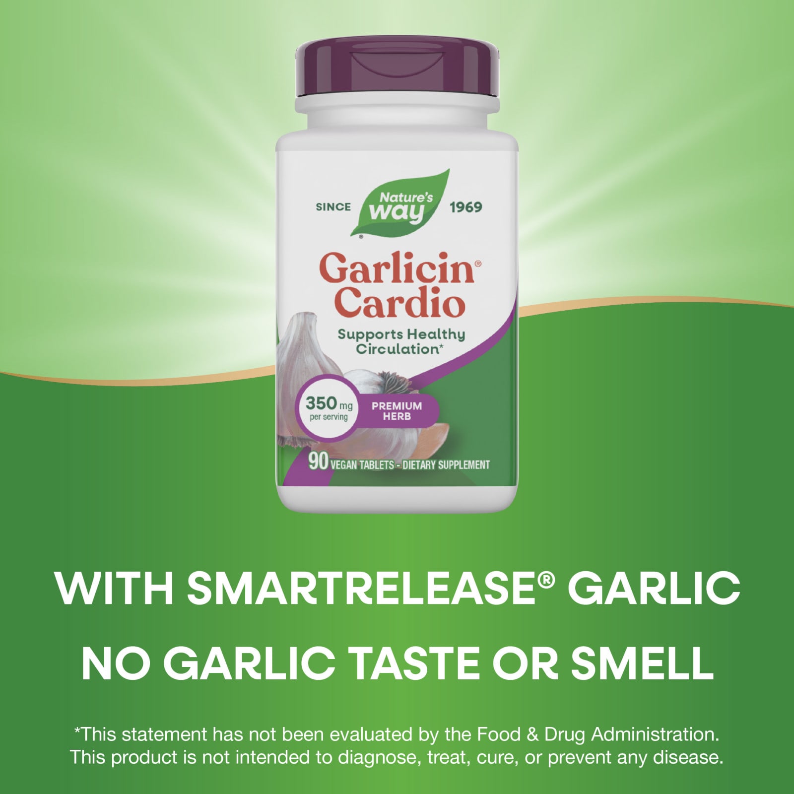 Чесночный комплекс Garlicin Cardio Nature's Way® 90 Vegan Tablets, 350 мг, таблетки — фото 5