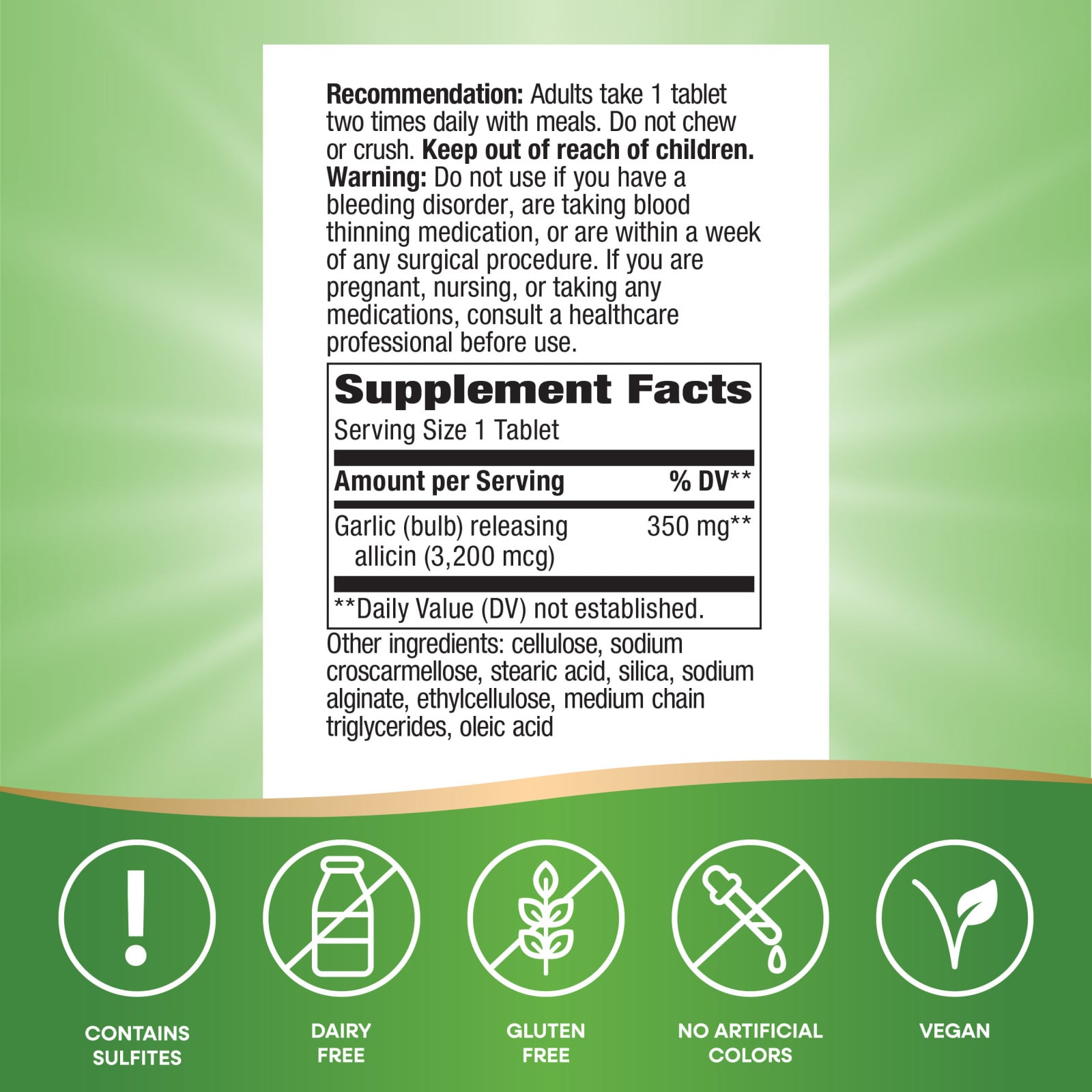 Чесночный комплекс Garlicin Cardio Nature's Way® 90 Vegan Tablets, 350 мг, таблетки — фото 7