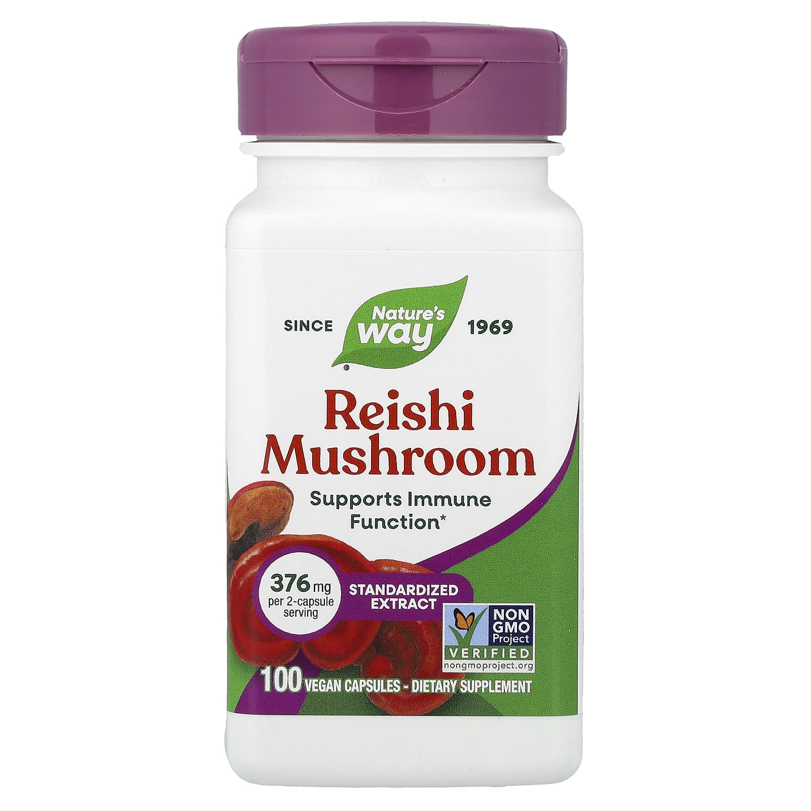 Рейши Nature's Way Mushroom, 188 мг, 100 растительных капсул