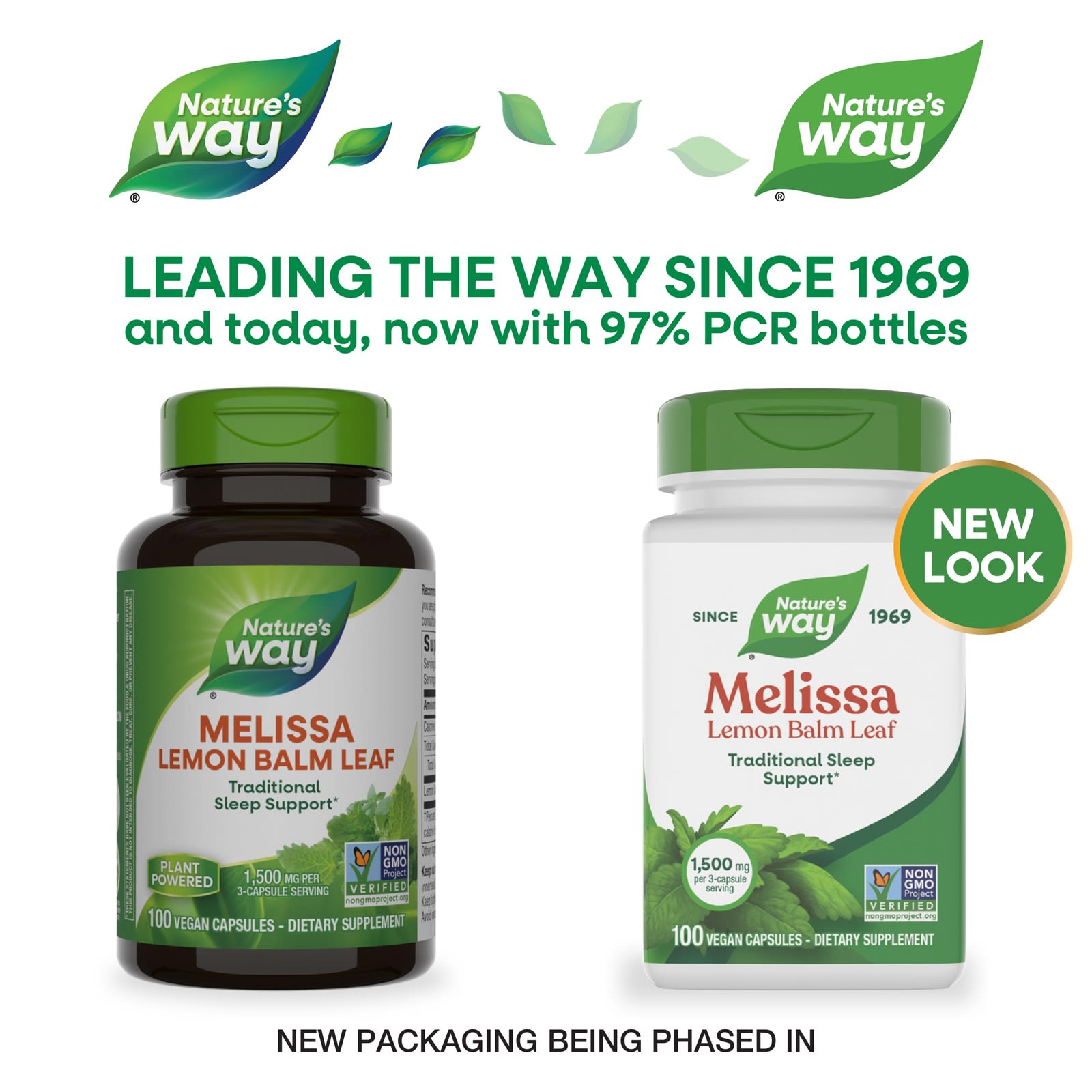 Мелисса Nature's Way, вкус Melissa Lemon Balm Leaf, 500 мг, 100 растительных капсул — фото 3