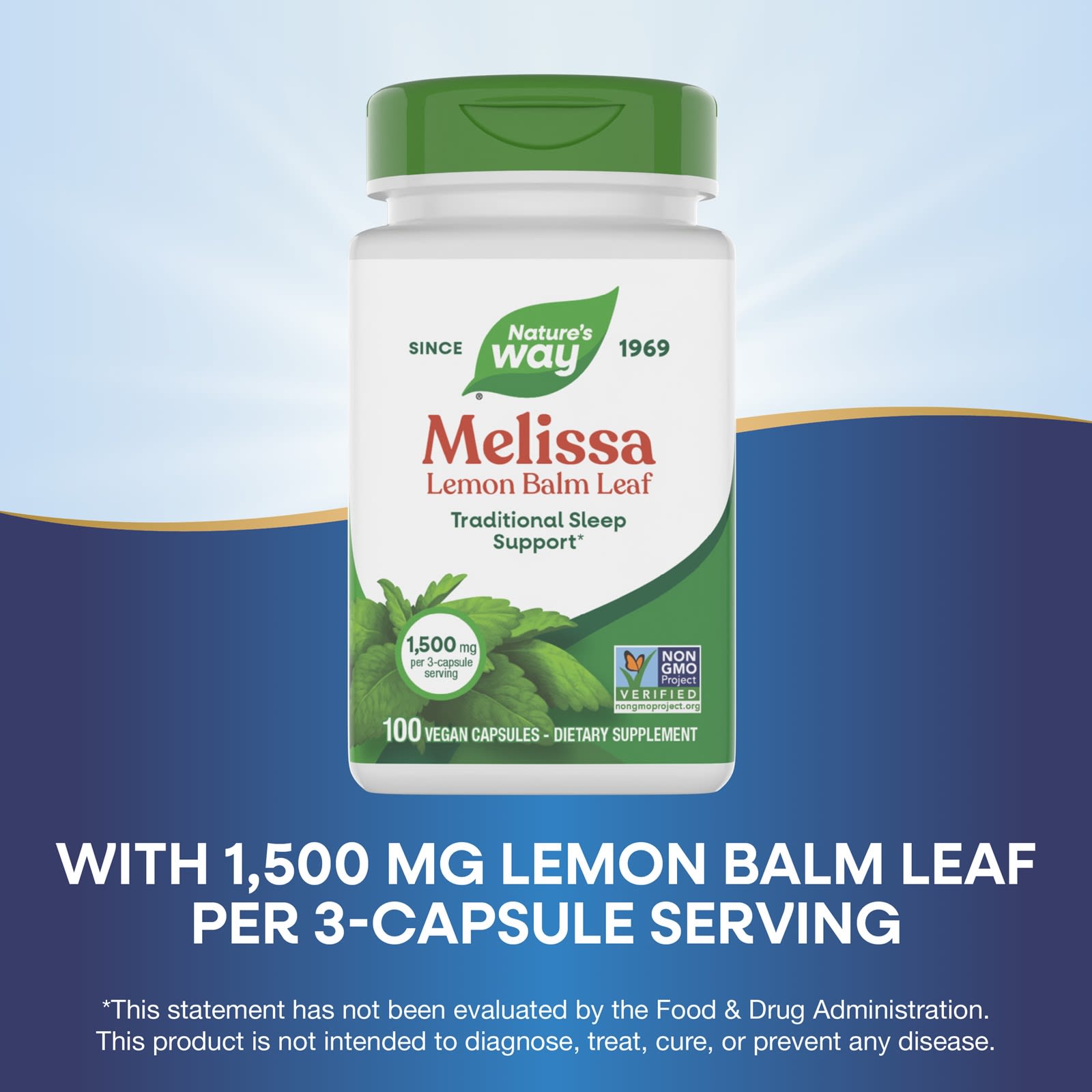 Мелисса Nature's Way, вкус Melissa Lemon Balm Leaf, 500 мг, 100 растительных капсул — фото 5