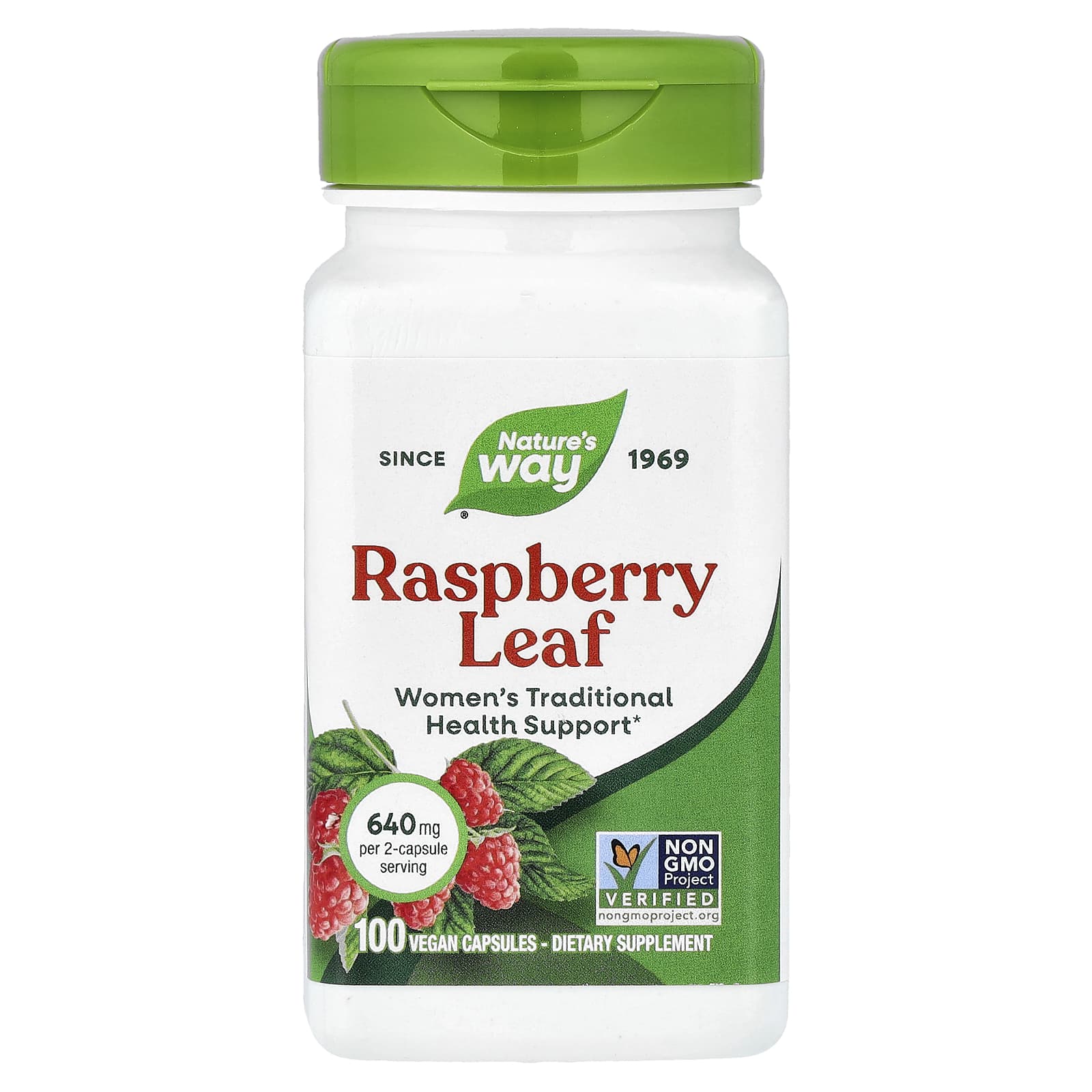 Листья малины Nature's Way, вкус Raspberry Leaf, 320 мг, 100 растительных капсул — фото 2