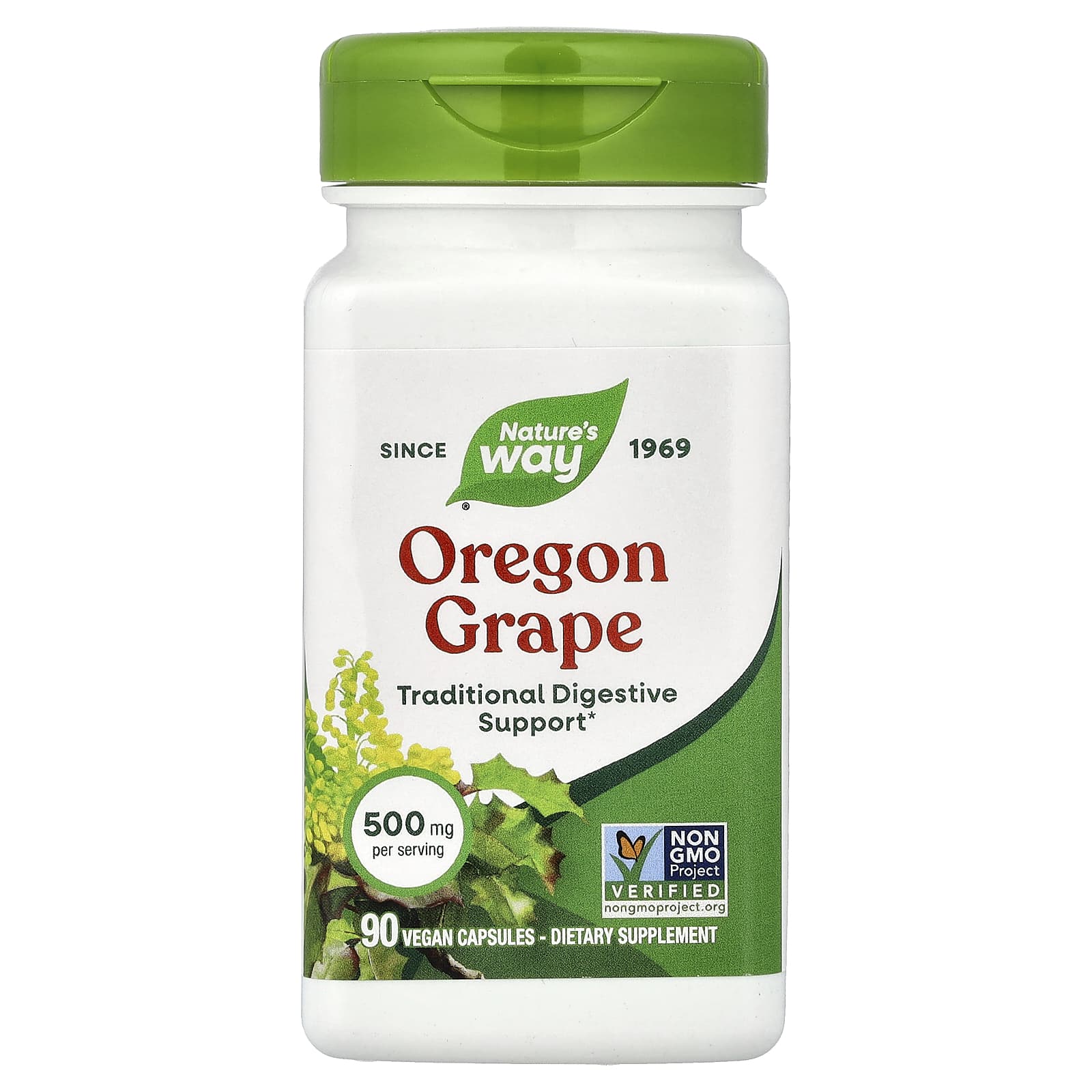 Орегонский виноград Nature's Way, вкус Oregon Grape, 500 мг, 90 растительных капсул
