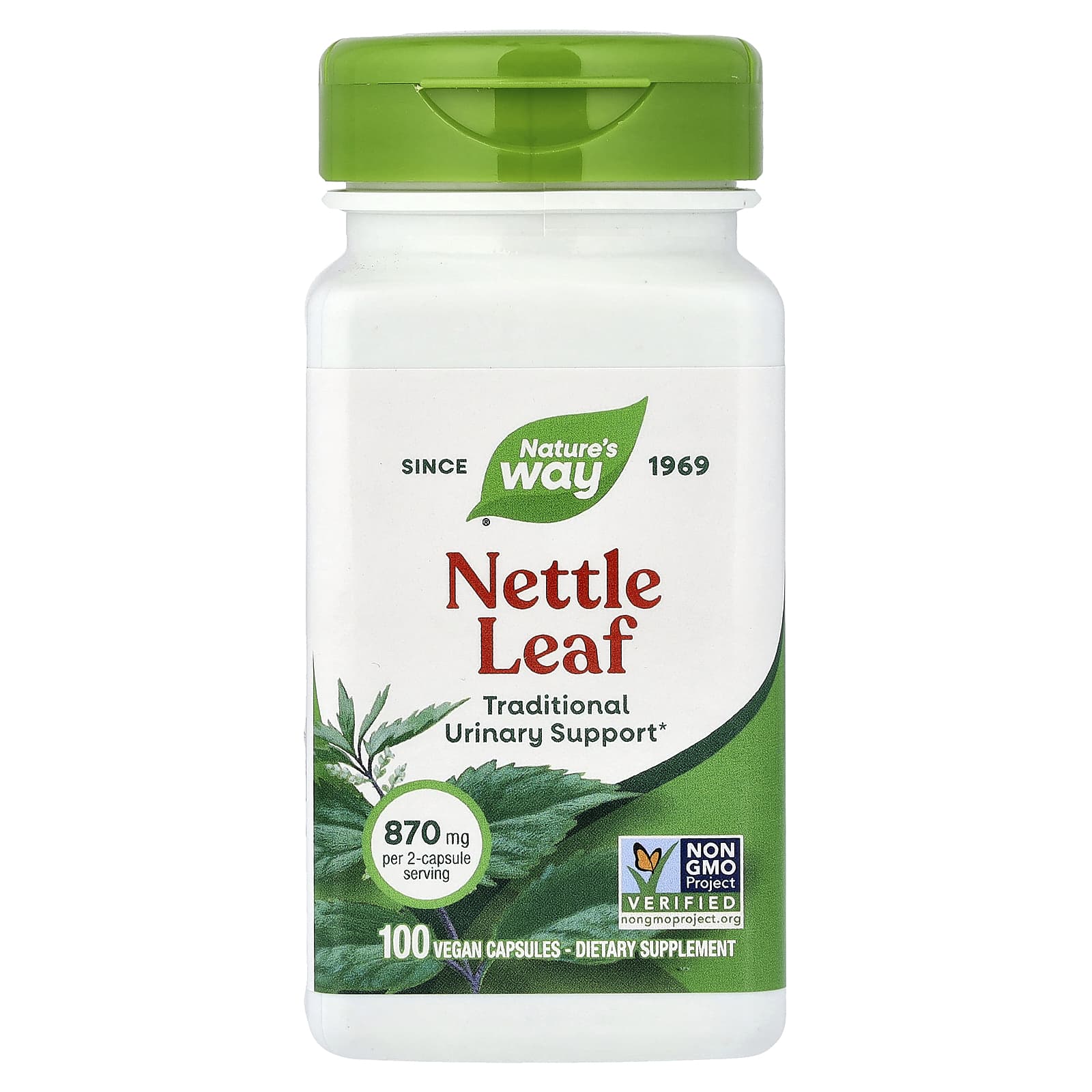Лист крапивы Nature's Way Nettle Leaf, 435 мг, 100 растительных капсул — фото 2