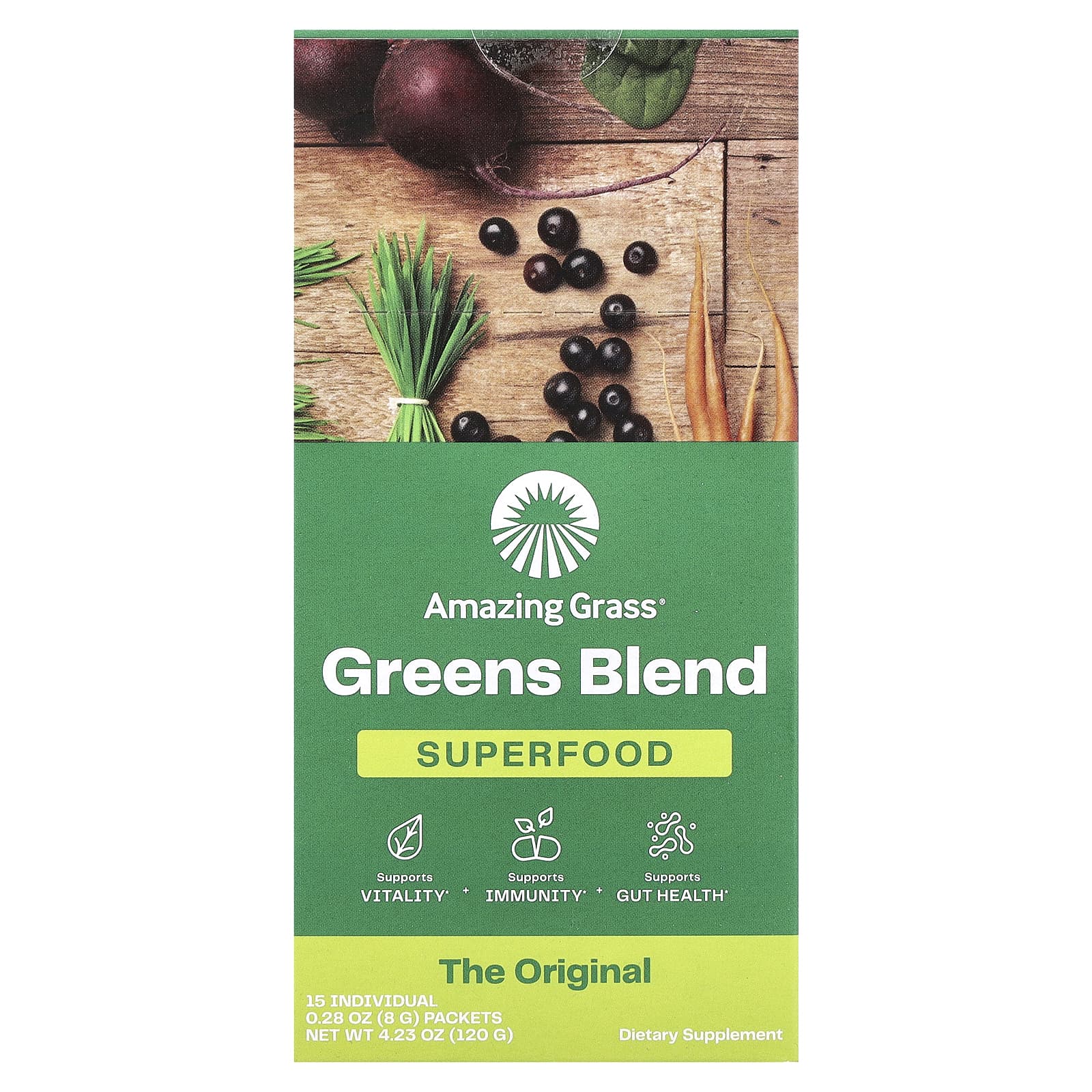 Зеленый комплекс Amazing Grass Superfood, оттенок 15 Individual Packets, 8 г, саше — фото 2