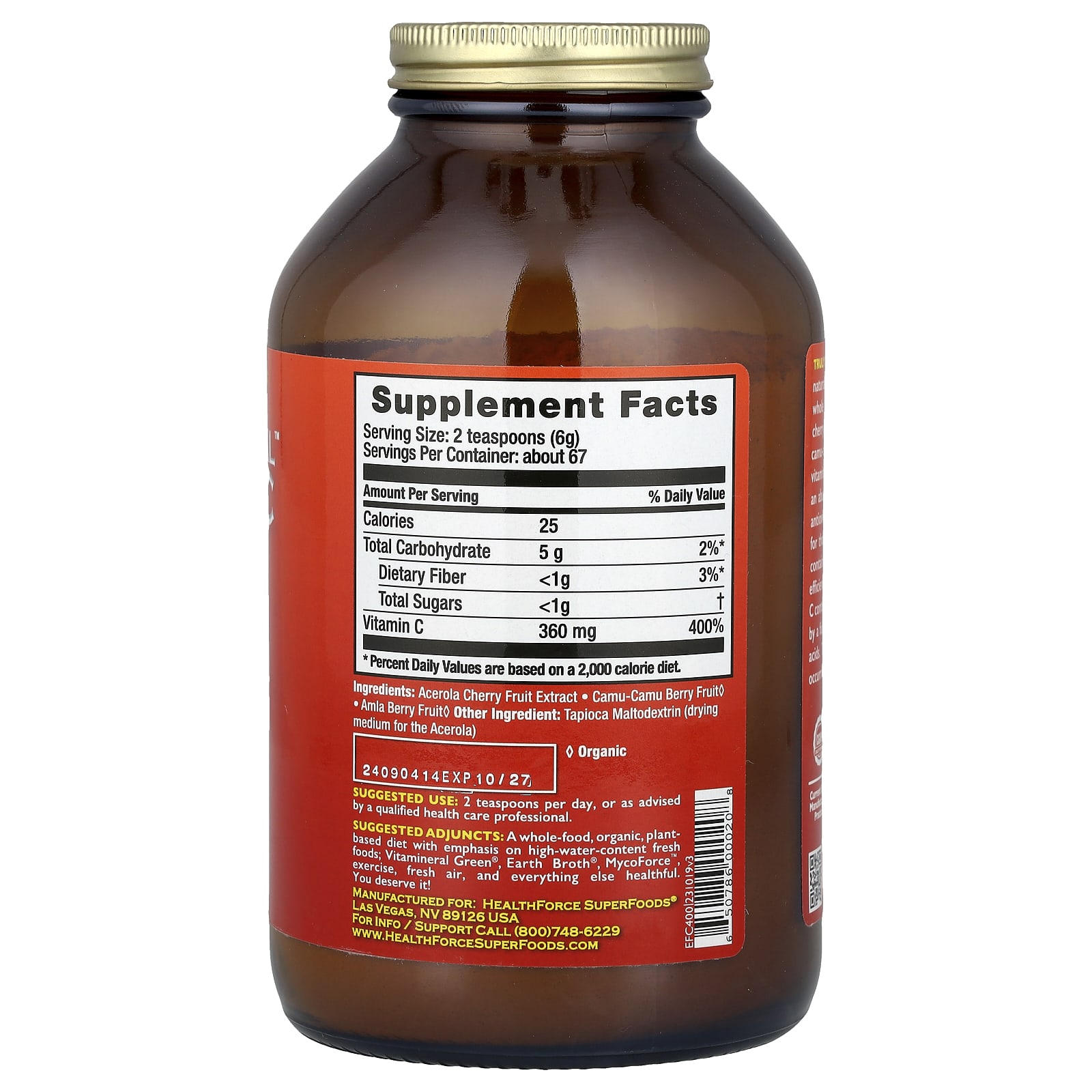 Витамин C HealthForce Superfoods Truly Natural™, 400 г — фото 2