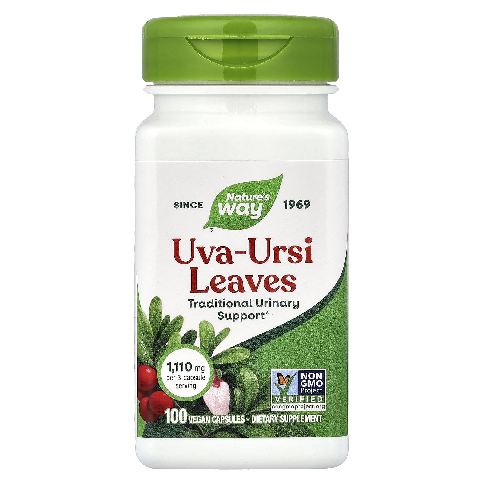 Листья толокнянки Nature's Way Uva-Ursi Leaves, 370 мг, 100 растительных капсул