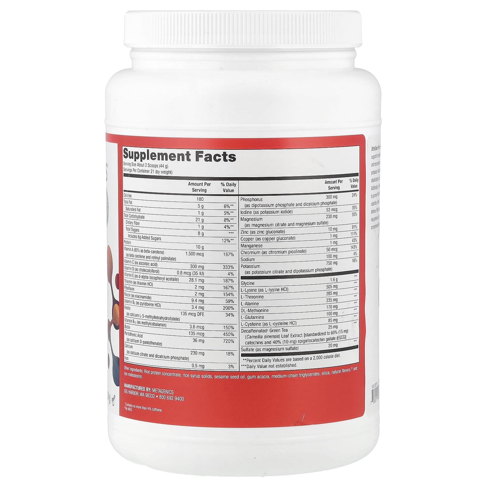 Порошок Metagenics UltraClear Plus® pH Detox, вкус Vanilla, 924 г — фото 2