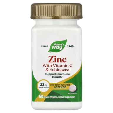 Эхинацея Nature's Way Zinc with Vitamin C &, вкус Wild Berry, 60 пастилок