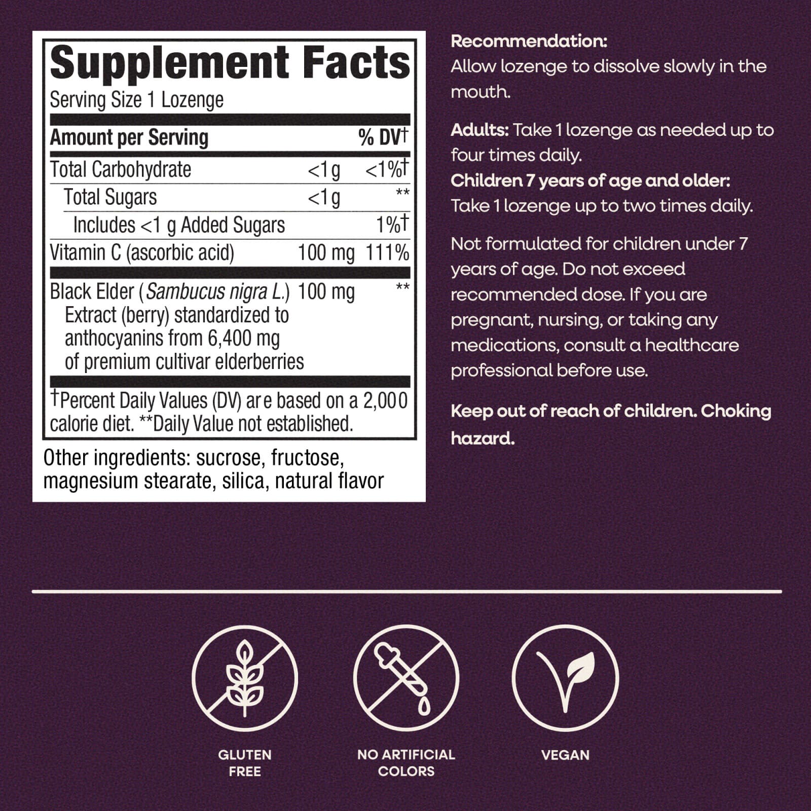 Бузина Nature's Way Sambucus® Immune, вкус Elderberry Vitamin C, для детей от 7 лет, 30 пастилок — фото 7