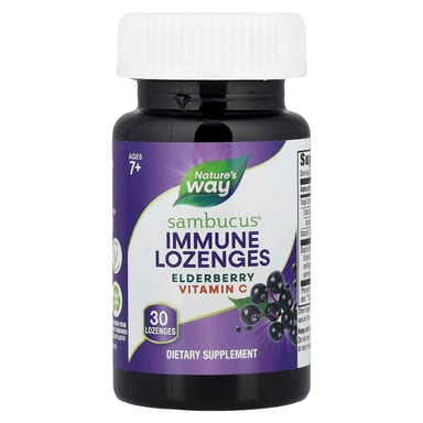 Бузина Nature's Way Sambucus® Immune, вкус Elderberry Vitamin C, для детей от 7 лет, 30 пастилок