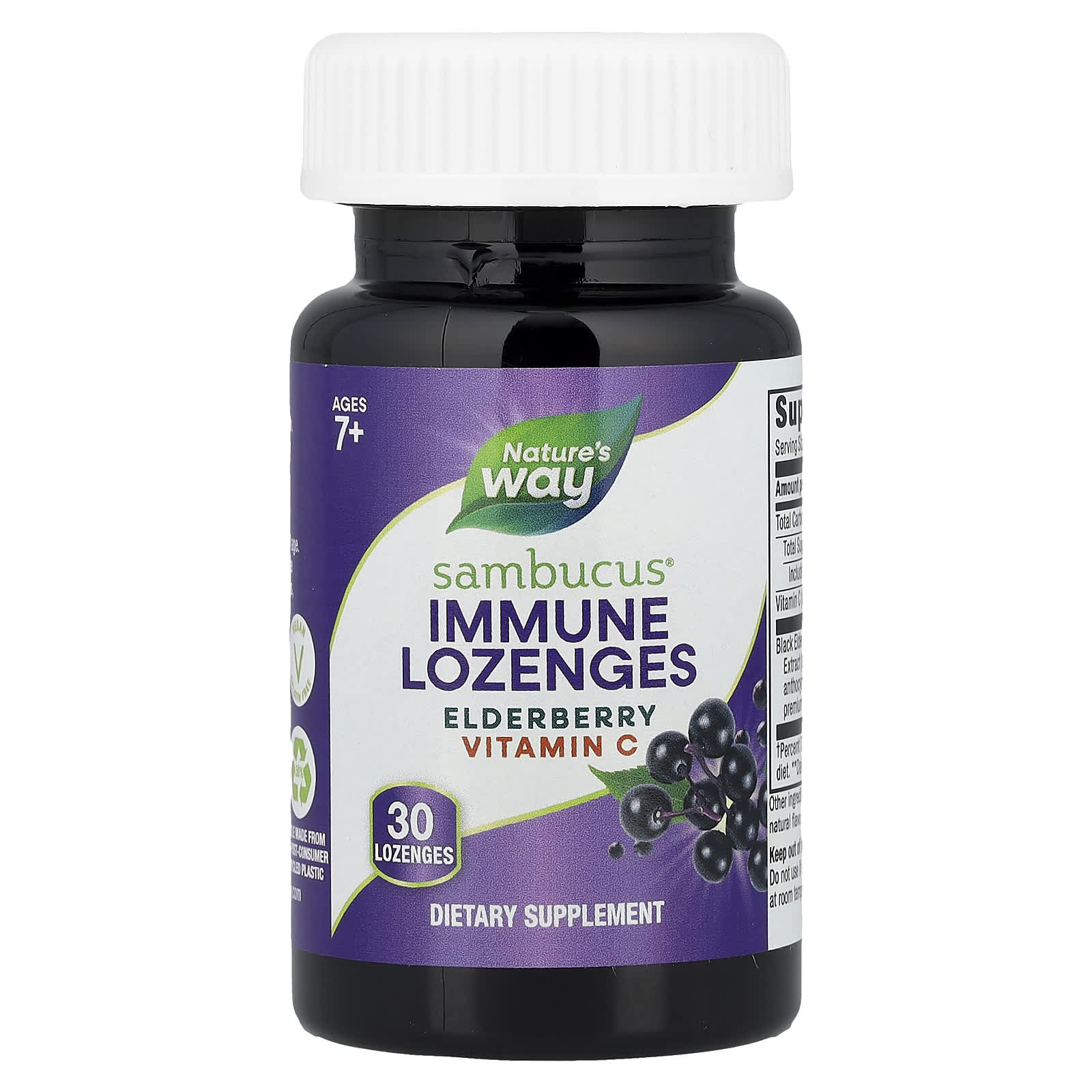 Бузина Nature's Way Sambucus® Immune, вкус Elderberry Vitamin C, для детей от 7 лет, 30 пастилок