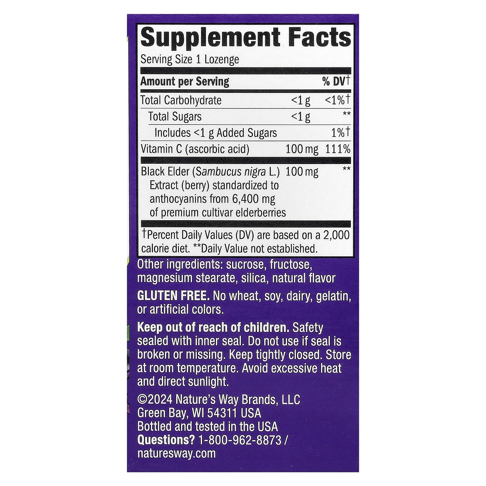 Бузина Nature's Way Sambucus® Immune, вкус Elderberry Vitamin C, для детей от 7 лет, 30 пастилок — фото 3