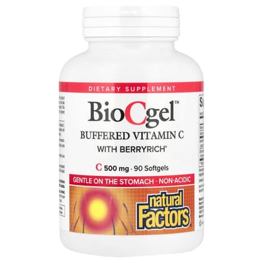 Витамин C Natural Factors BioCgel™, вкус Buffered Vitamin C with BerryRich®, 90 мягких капсул