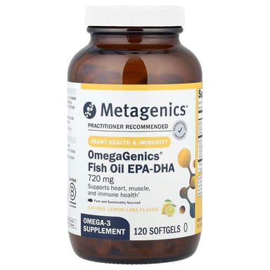 Рыбий жир Metagenics OmegaGenics® EPA-DHA, вкус Natural Lemon-Lime, 720 мг, 120 мягких капсул