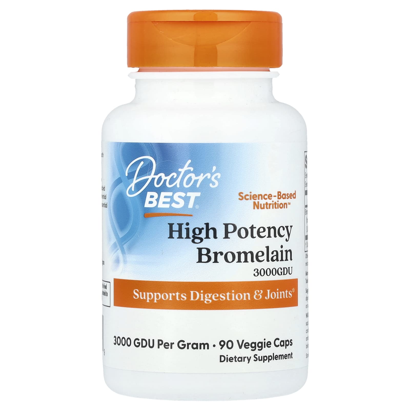 Бромелайн Doctor's Best High Potency, 500 мг, 90 растительных капсул