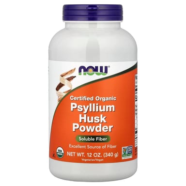 Капсулы шелухи подорожника NOW Foods Certified Organic Powder, 340 г, порошок
