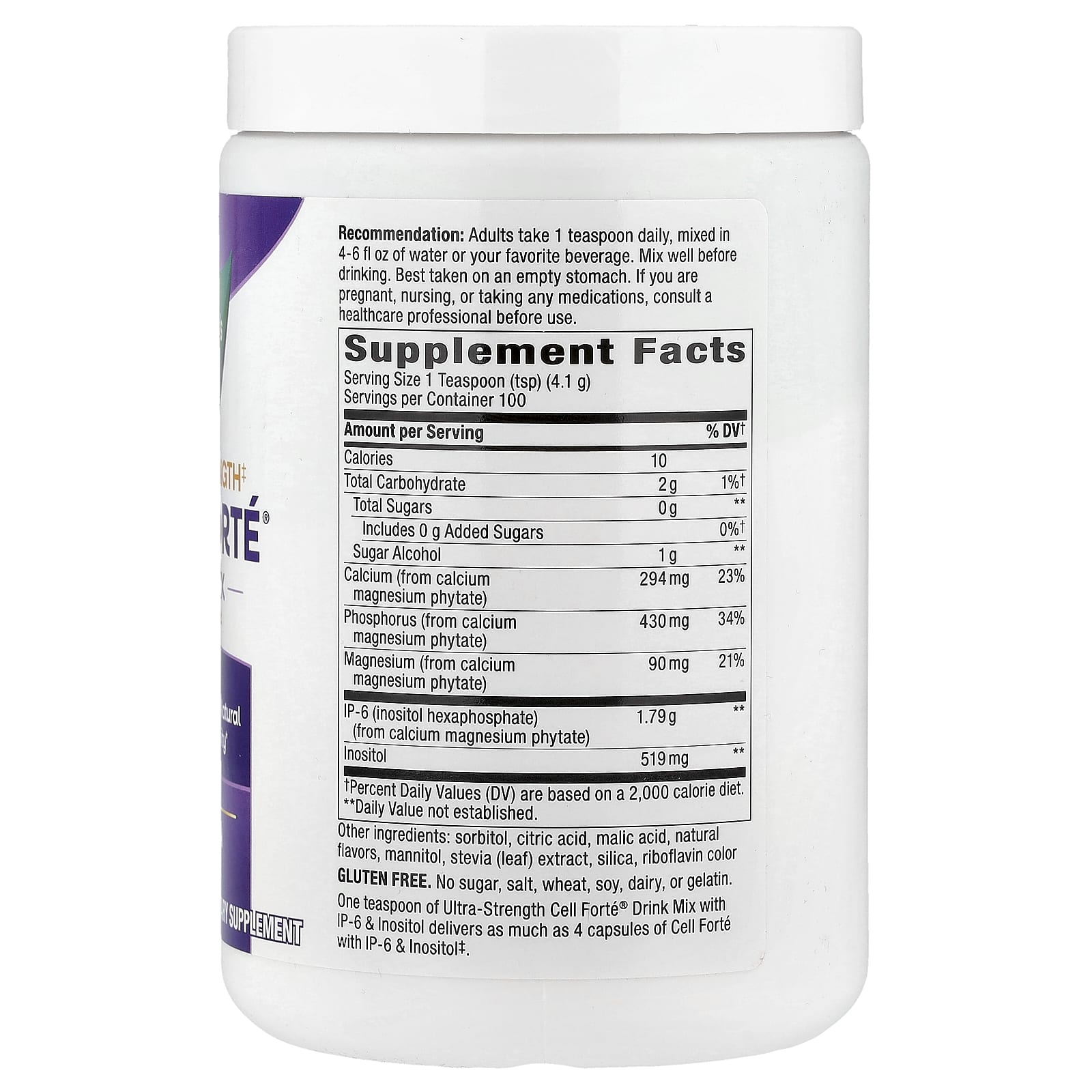 Инозитол Nature's Way Cell Forté® Drink Mix With IP-6 & Ultra-Strength, оттенок Citrus, 414 г, смесь для напитка — фото 2