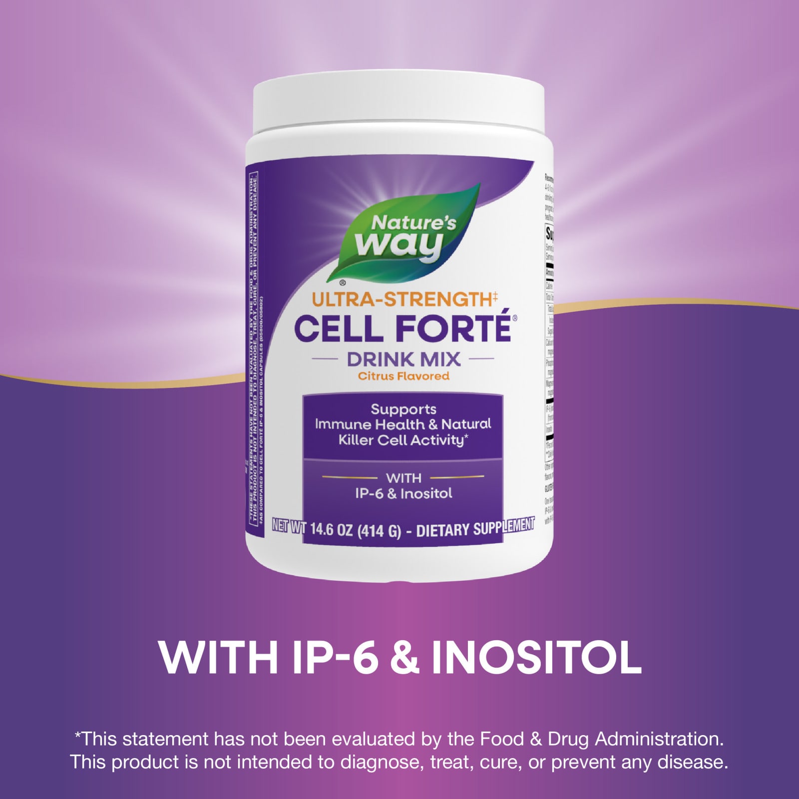 Инозитол Nature's Way Cell Forté® Drink Mix With IP-6 & Ultra-Strength, оттенок Citrus, 414 г, смесь для напитка — фото 4