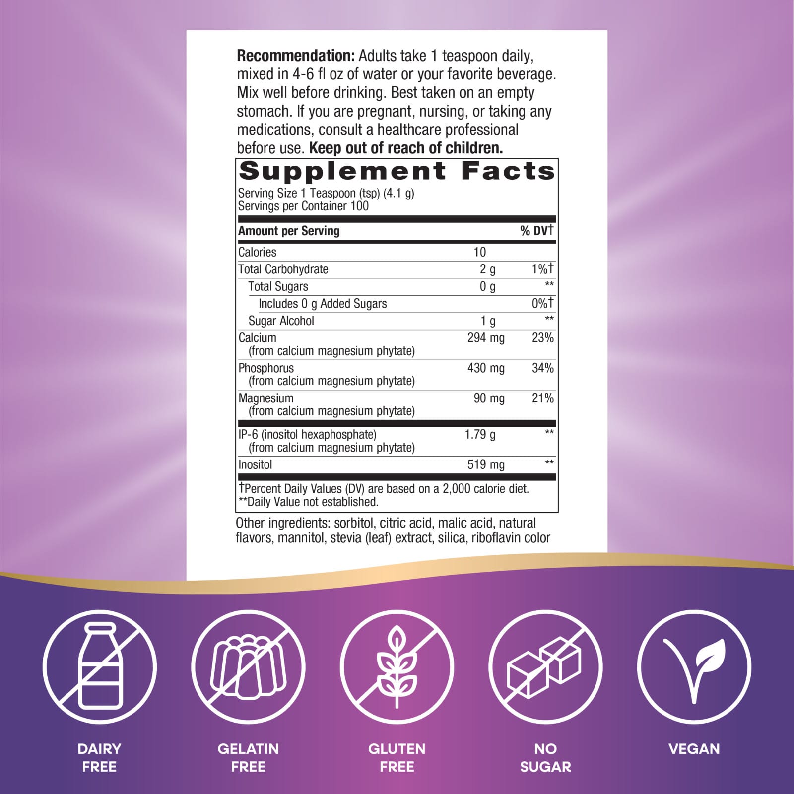 Инозитол Nature's Way Cell Forté® Drink Mix With IP-6 & Ultra-Strength, оттенок Citrus, 414 г, смесь для напитка — фото 6