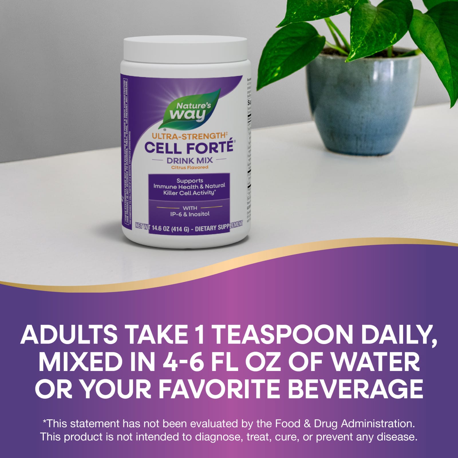 Инозитол Nature's Way Cell Forté® Drink Mix With IP-6 & Ultra-Strength, оттенок Citrus, 414 г, смесь для напитка — фото 7