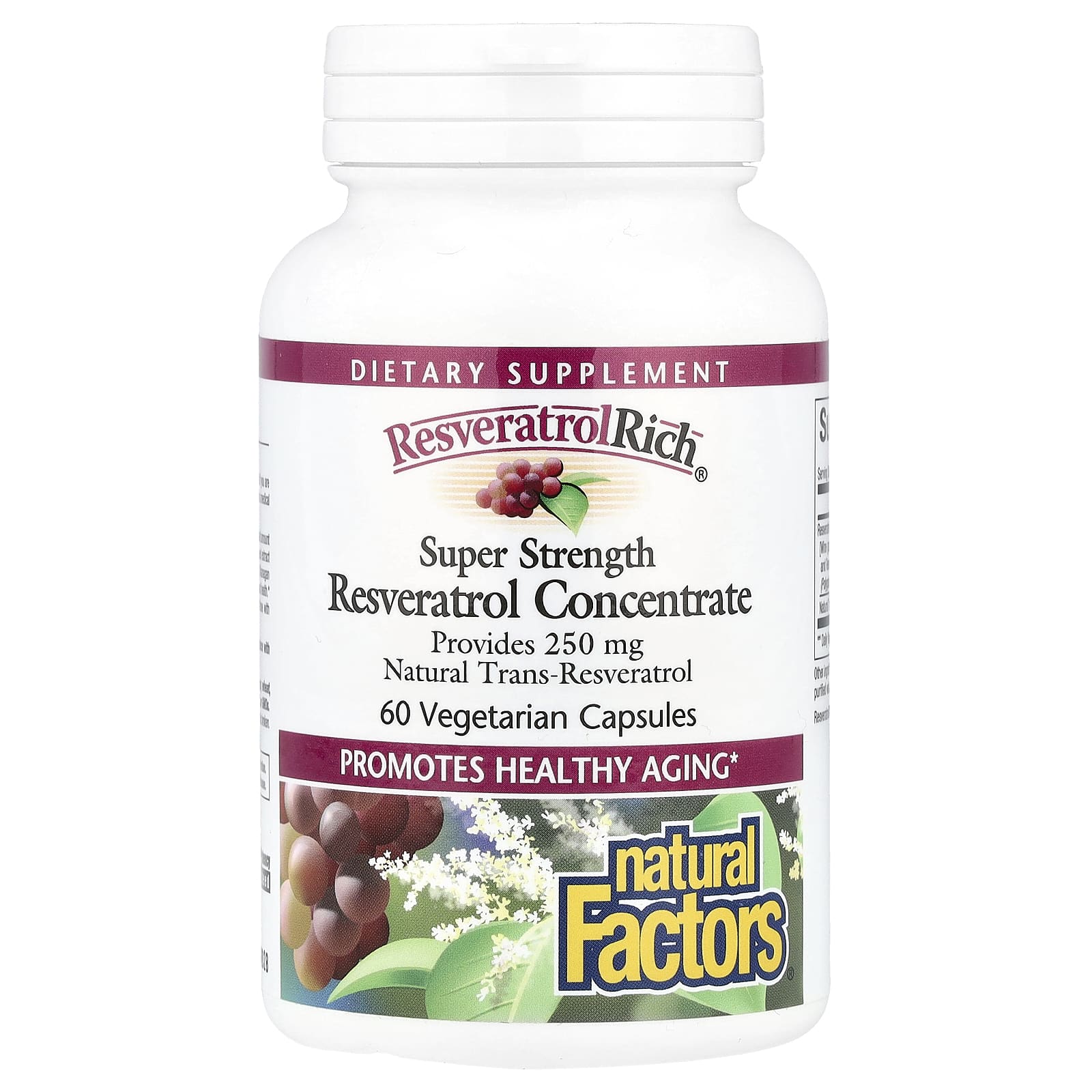 Ресвератрол Natural Factors ResveratrolRich® Concentrate Super Strength, 60 растительных капсул