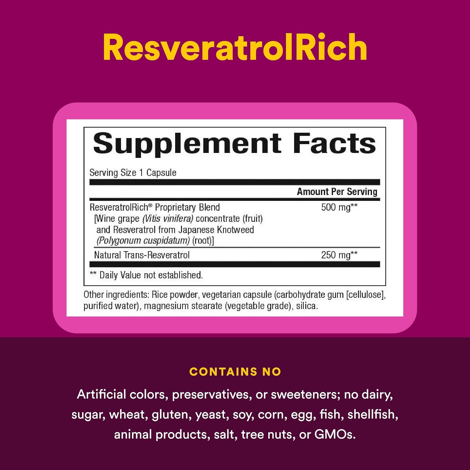 Ресвератрол Natural Factors ResveratrolRich® Concentrate Super Strength, 60 растительных капсул — фото 3