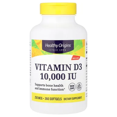 Фото товара: Витамин D3 Healthy Origins, 250 мкг (10000 МЕ), 360 мягких капсул