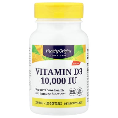 Витамин D3 Healthy Origins, 250 мкг (10000 МЕ), 120 мягких капсул