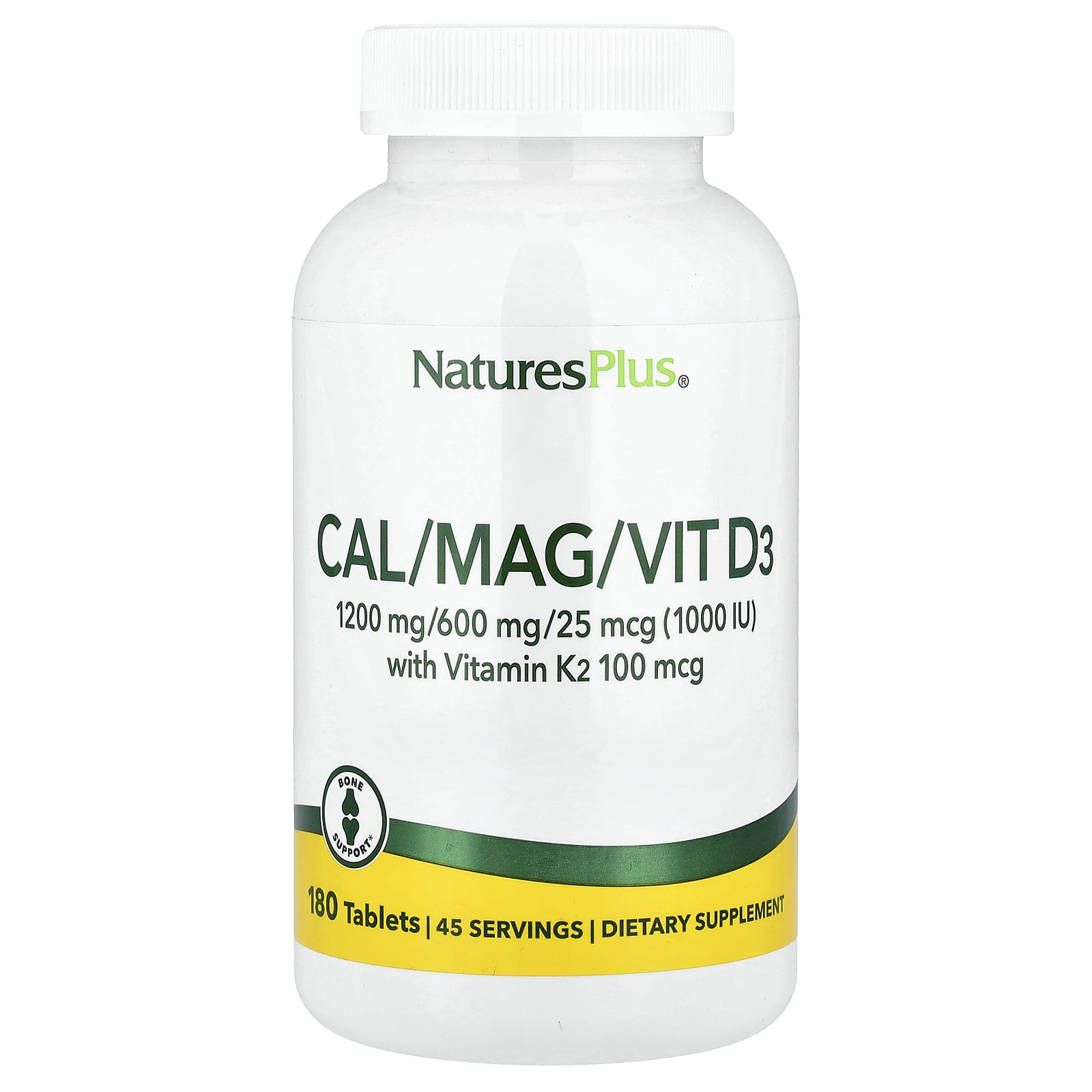 Витамин D3 NaturesPlus Cal/Mag/Vit with Vitamin K2, 180 таблеток