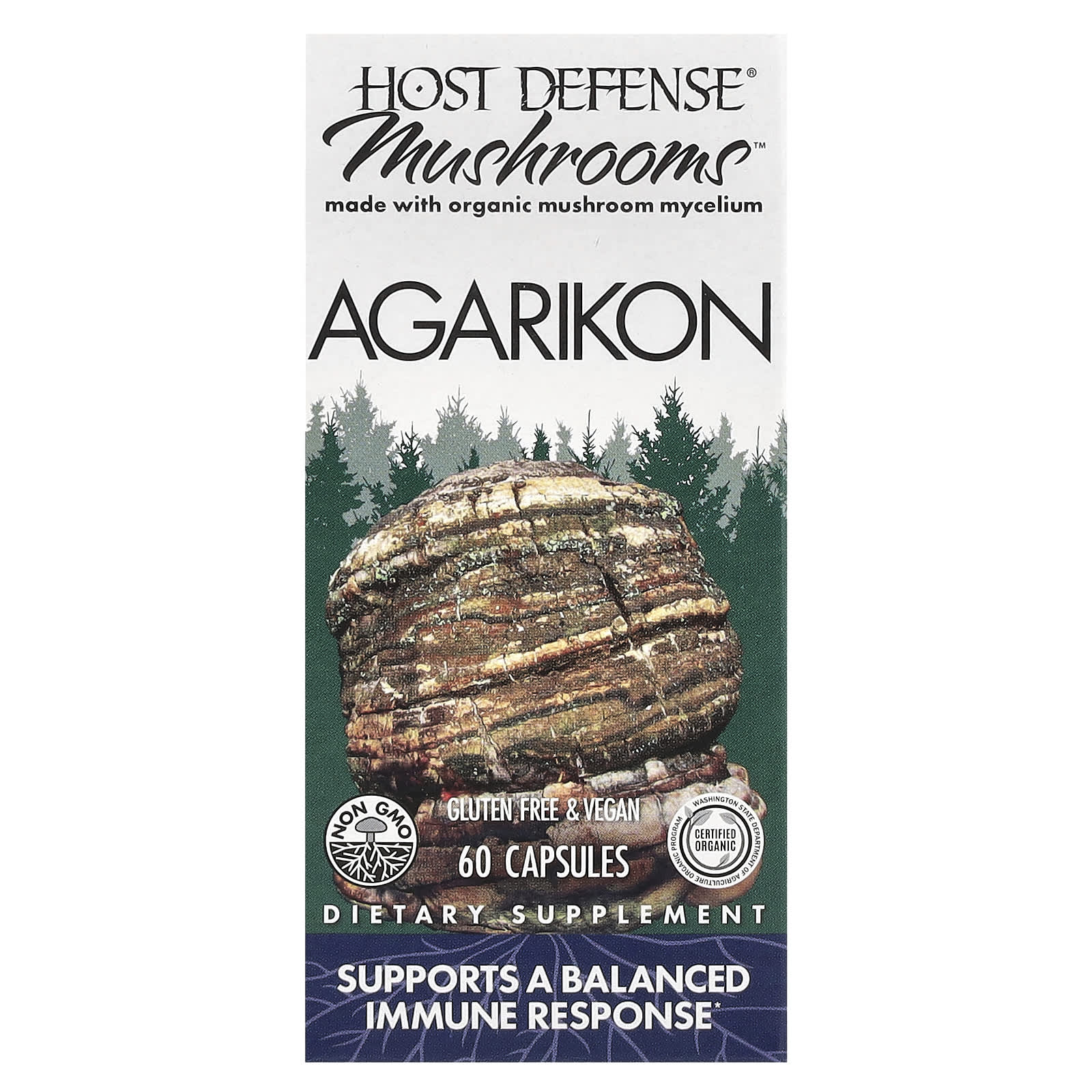 Грибной комплекс Host Defense™, оттенок Agarikon, 500 мг, 60 капсул — фото 2