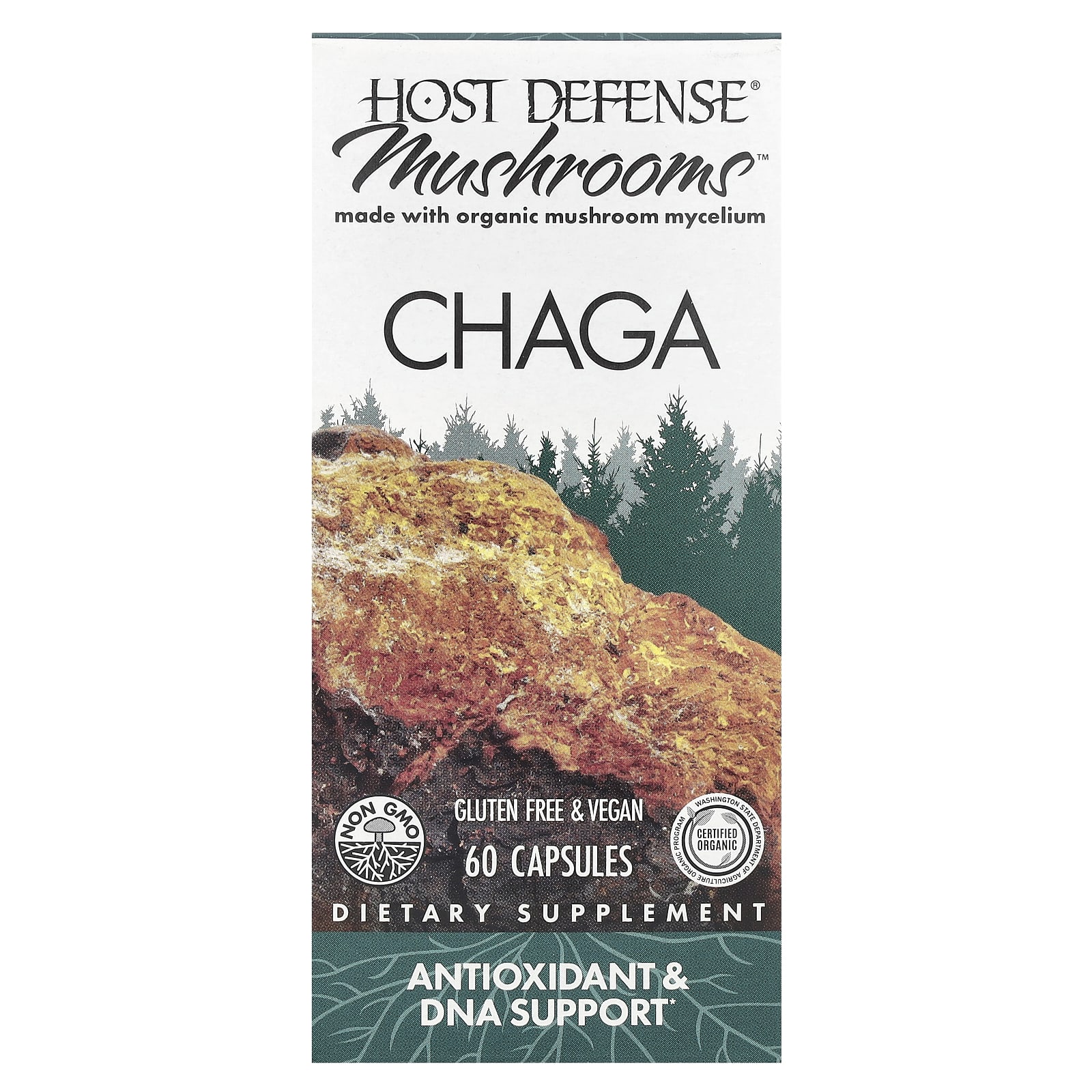 Грибной комплекс Host Defense™, оттенок Chaga, 0.5 г, 60 капсул — фото 2
