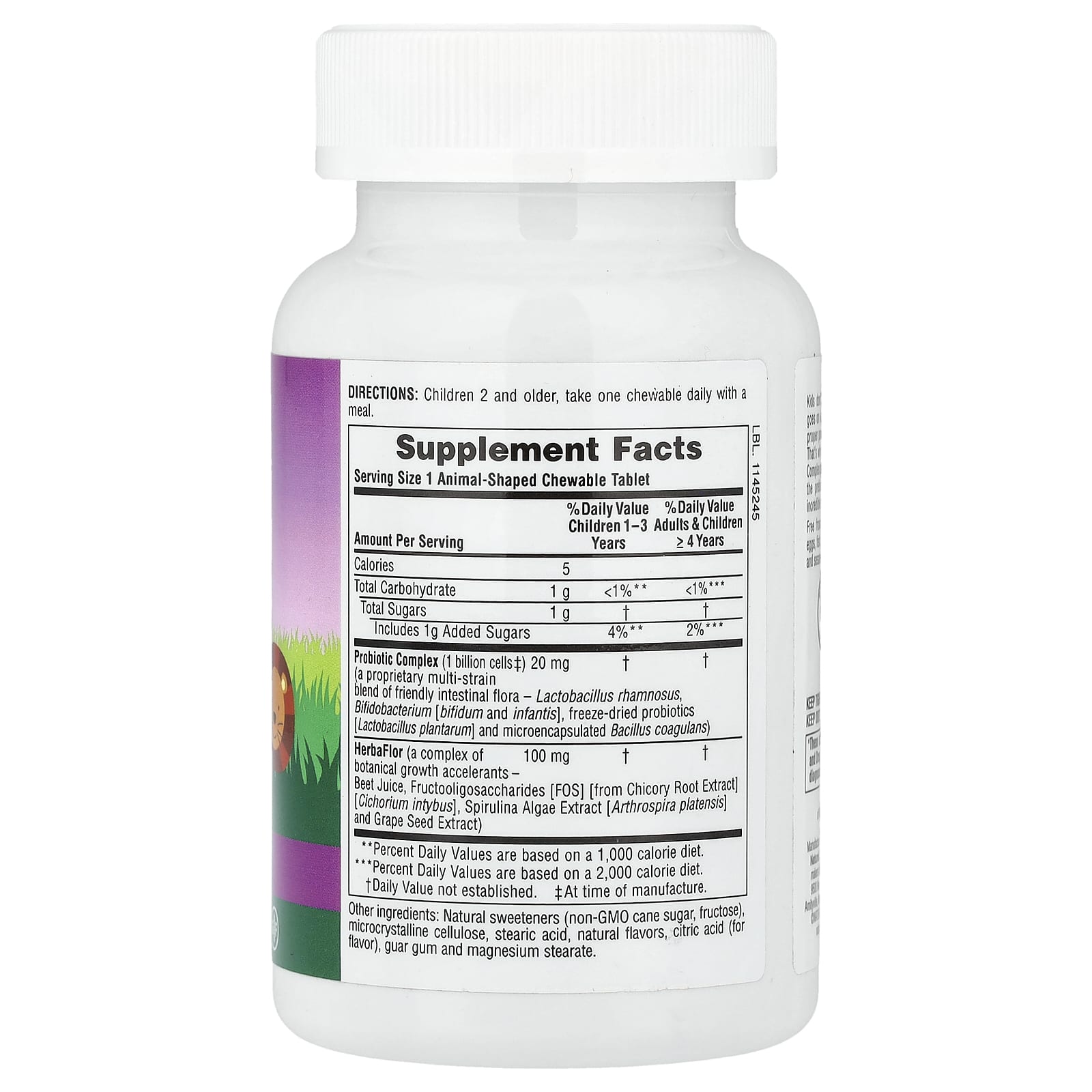 Детский NaturesPlus Animal Parade® AcidophiKidz® Chewable Probiotic Berry, 90 жевательных таблеток в форме животных — фото 2