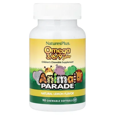 Фото товара: Омега-3 NaturesPlus Animal Parade® /6/9 Junior, вкус «натуральный лимон», 90 жевательных мягких капсул