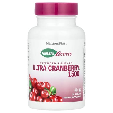 Клюква NaturesPlus Herbal Actives, вкус Ultra Cranberry™ 1500, 30 таблеток