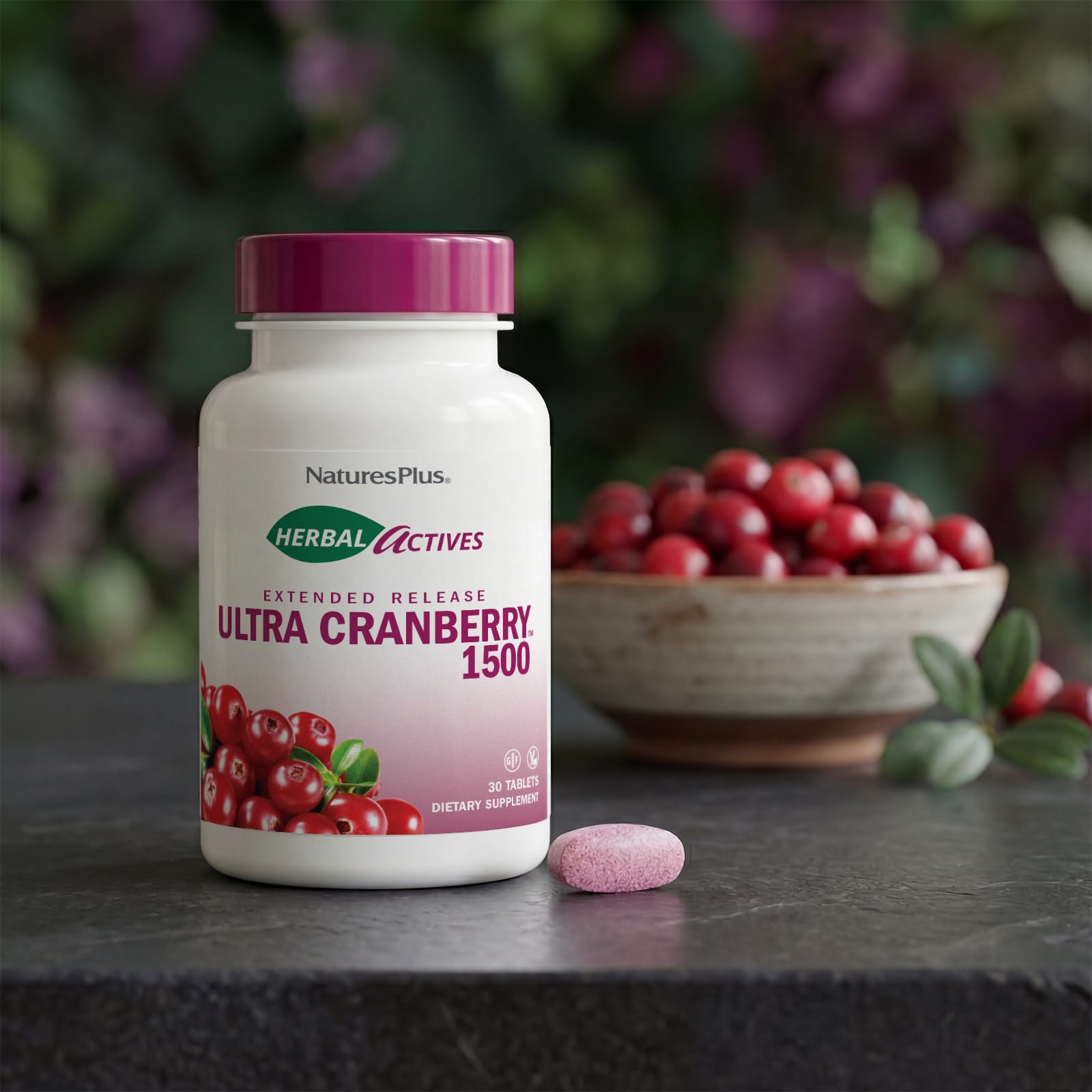 Клюква NaturesPlus Herbal Actives, вкус Ultra Cranberry™ 1500, 30 таблеток — фото 5